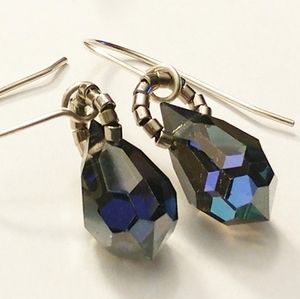 Handmade Blue and Silver Crystal Teardrop Earrings